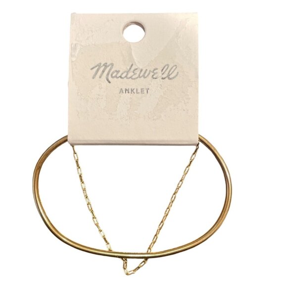 Madewell Vintage Gold Two-Pack Cuff Chain Anklet Set Plated Recycled Brass NQ247 - Picture 2 of 7